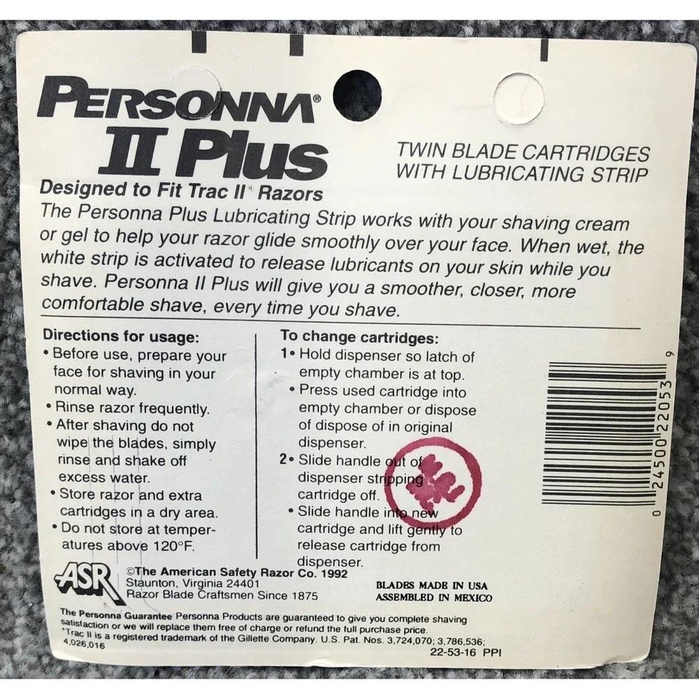 Vintage Personna 2 Razor Twin Blade Cartridges For Trac II USA NOS 10 Pack